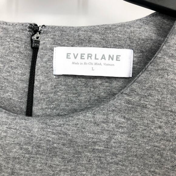 EVERLANE Thick Scuba Knit Relaxed Fit Tunic Dress Large Grey 3/4 Sleeve NWOT - Picture 5 of 7